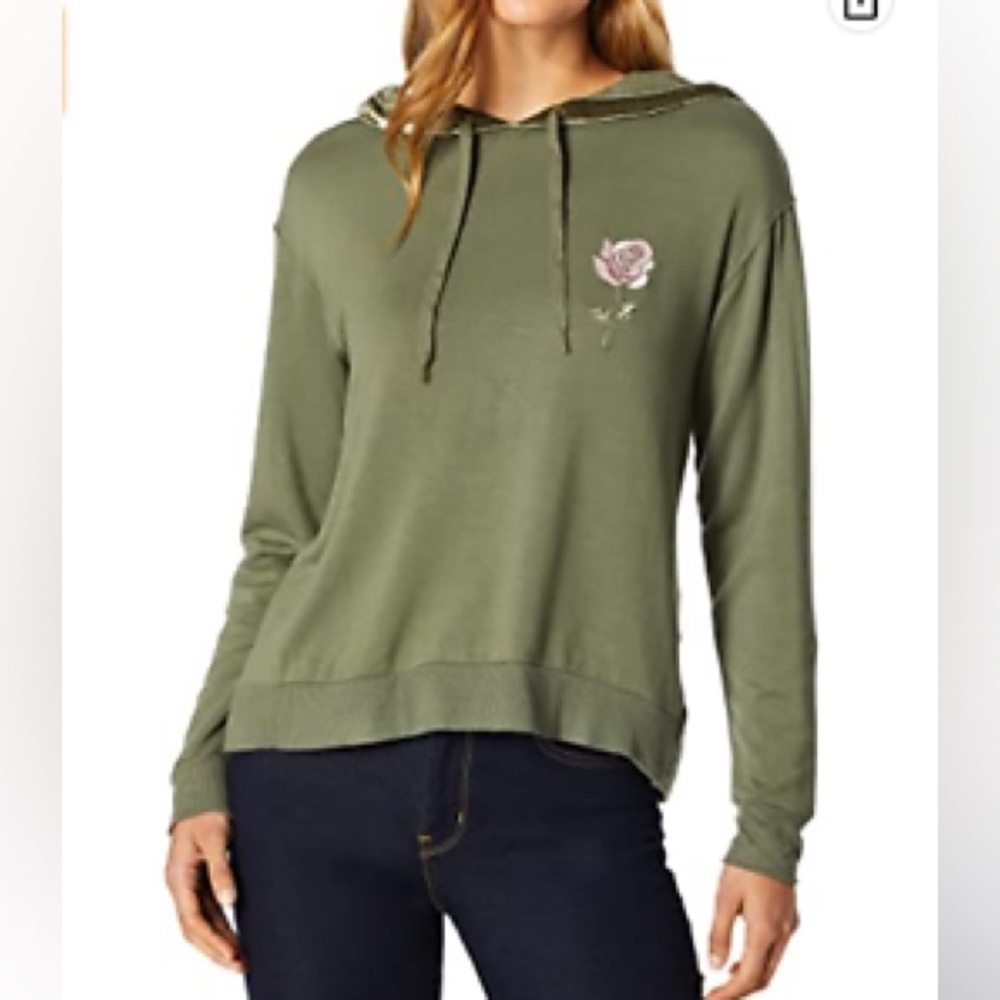 Splendid Women's Long Sleeve Hoodie Sweatshirt Sweater Forest Green L